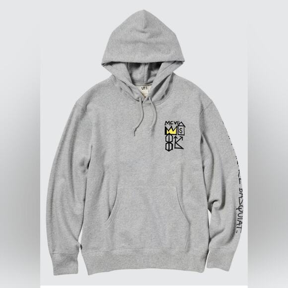 Uniqulo BASQUAIT Artist Grey Fleece Pocketed Hoodie XS - Picture 1 of 12